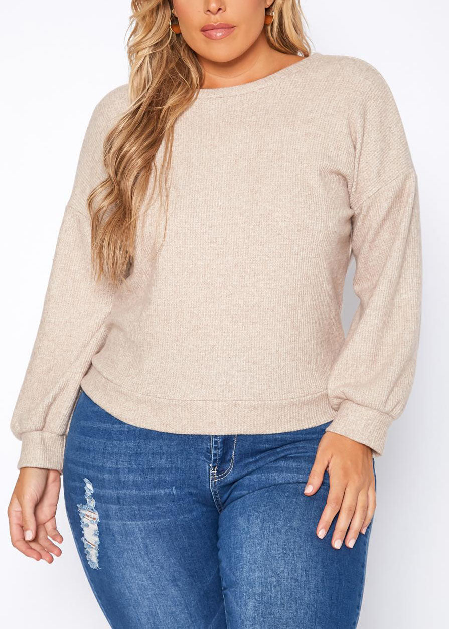 Hi Curvy Plus Size Women Open Back Knit Sweater