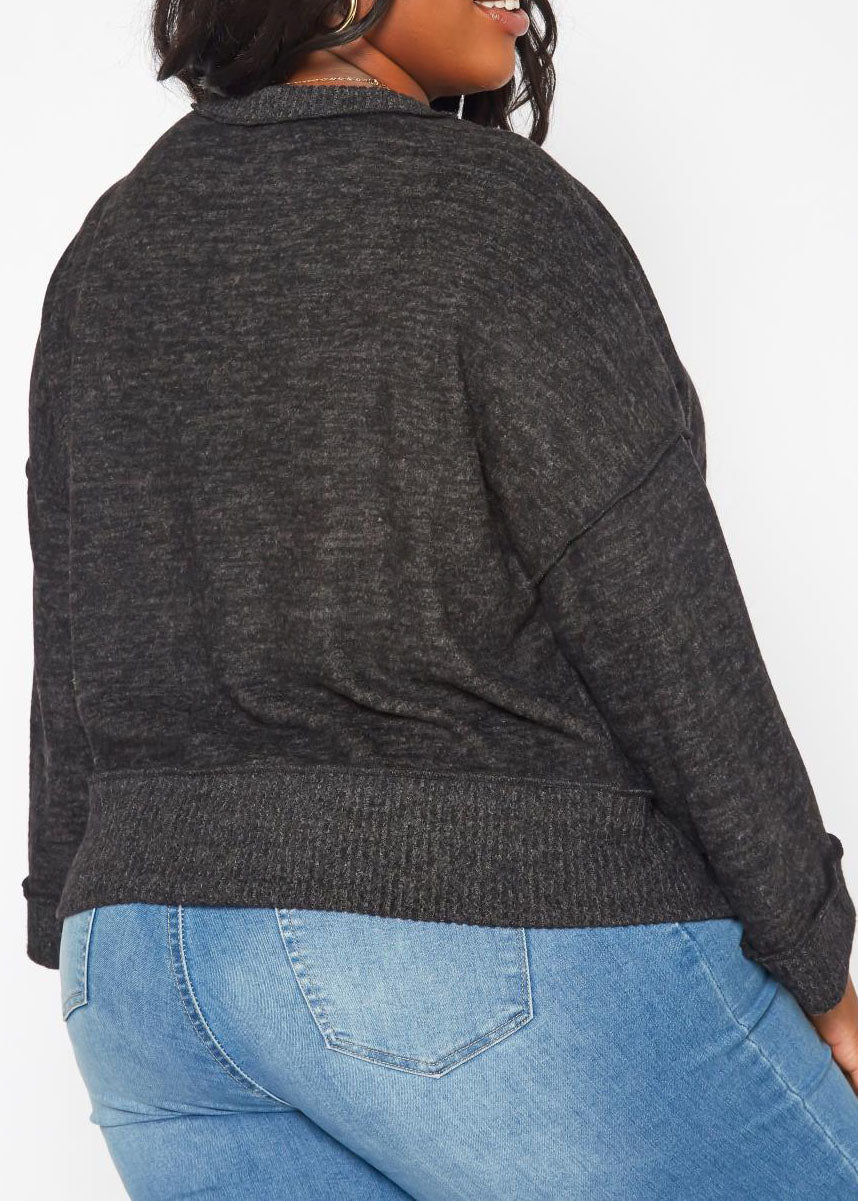 Hi Curvy Plus Size Women Relaxed Fit V-Neck Sweater