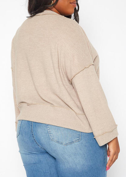 Hi Curvy Plus Size Women Relaxed Fit V-Neck Sweater