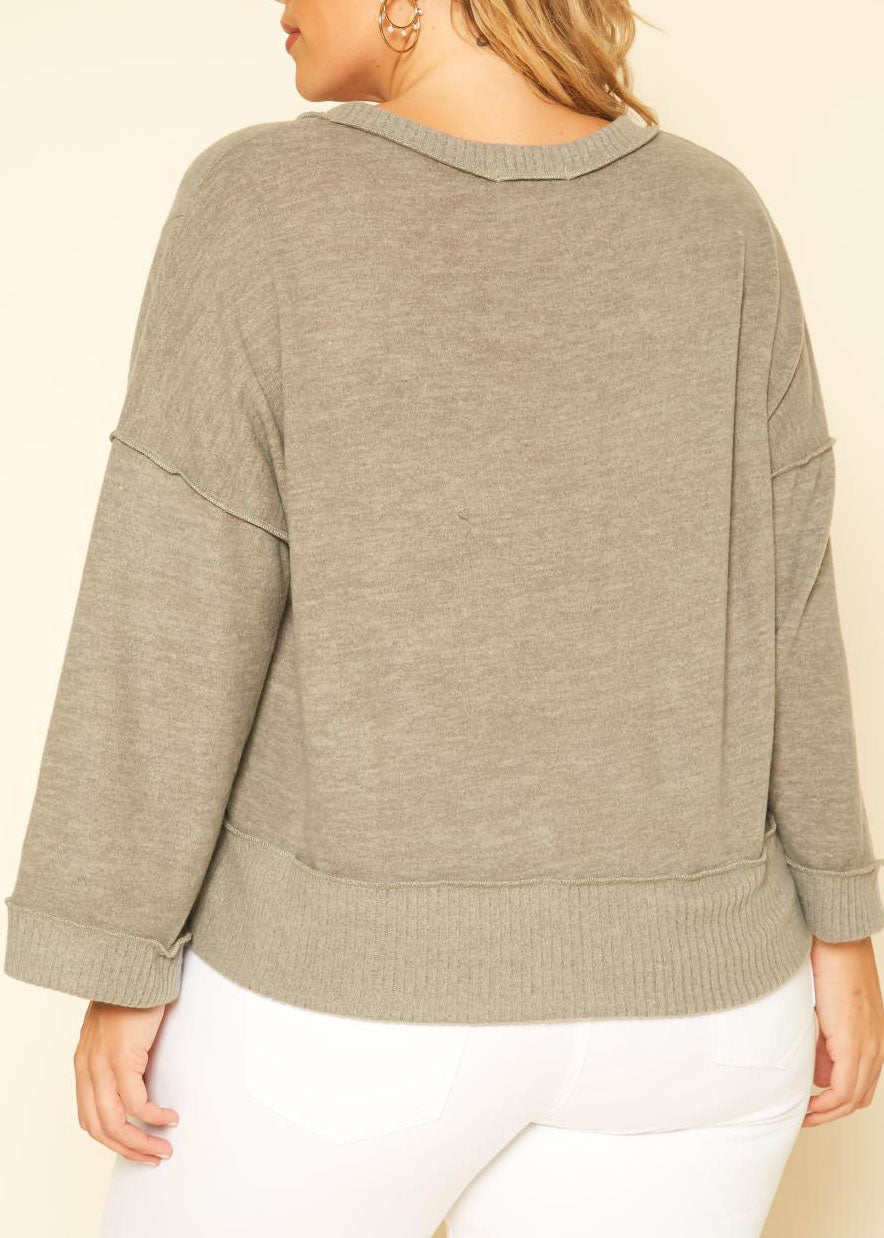 Hi Curvy Plus Size Women Relaxed Fit V-Neck Sweater