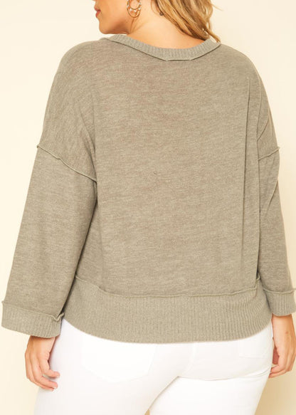 Hi Curvy Plus Size Women Relaxed Fit V-Neck Sweater