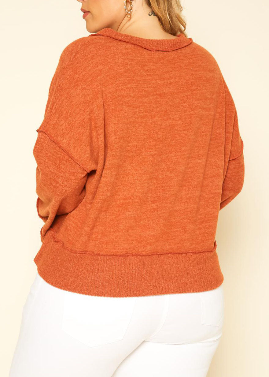 Hi Curvy Plus Size Women Relaxed Fit V-Neck Sweater