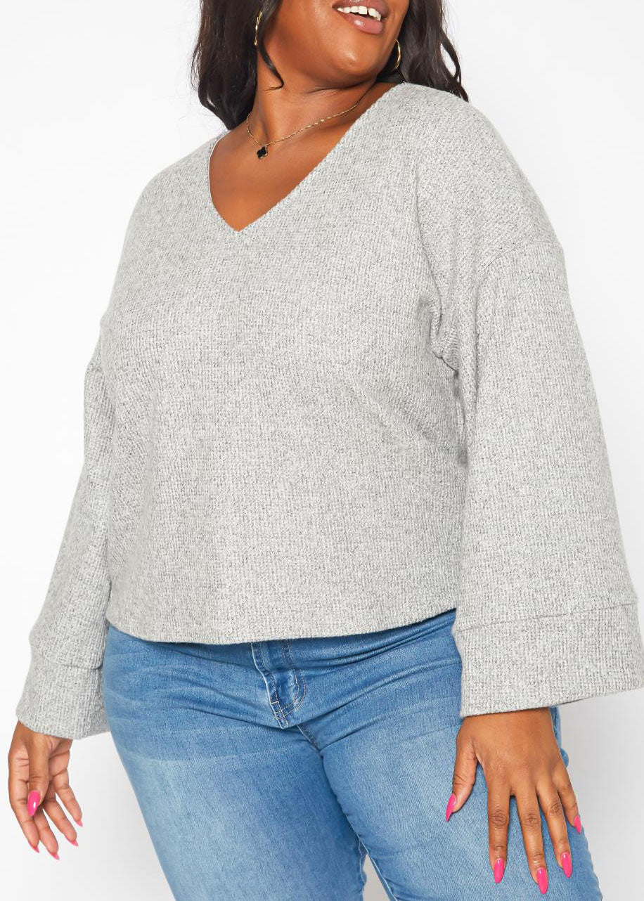 HI Curvy Plus Size Women Relaxed Fit Open Back Sweater Made in USA