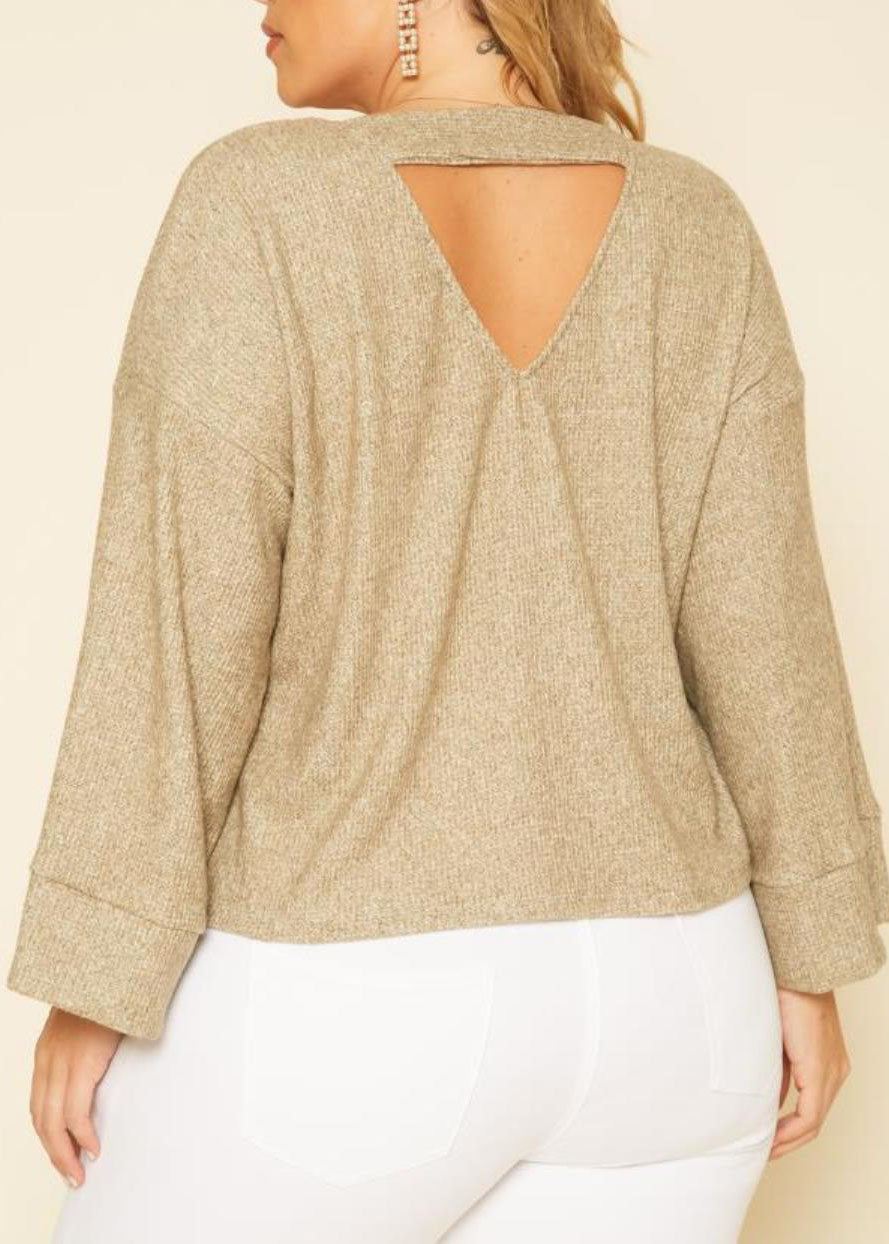 HI Curvy Plus Size Women Relaxed Fit Open Back Sweater Made in USA