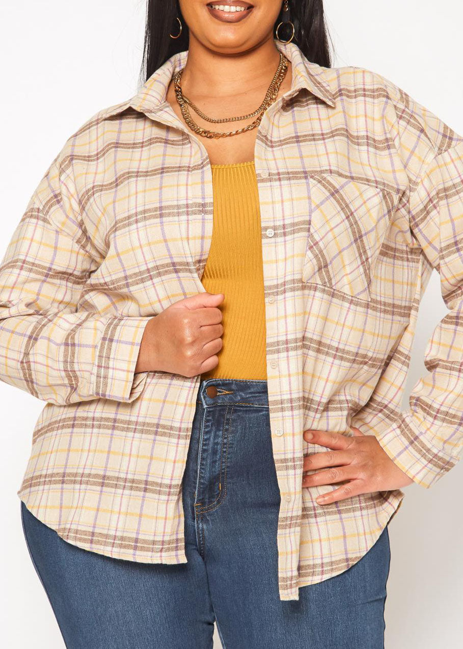 Hi Curvy Plus Size Women Collar Shacket Sweatshirts 