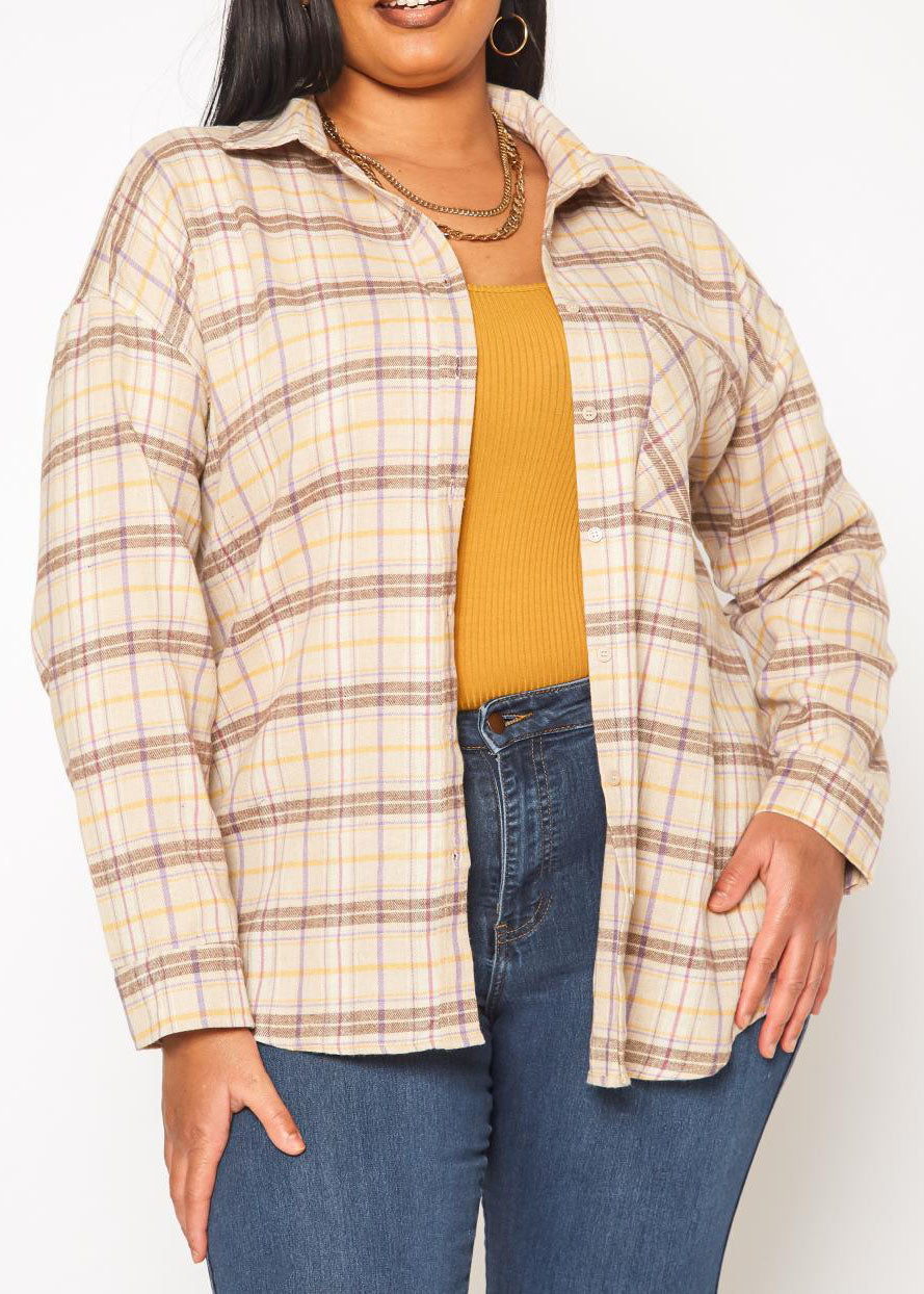 Hi Curvy Plus Size Women Collar Shacket Sweatshirts 