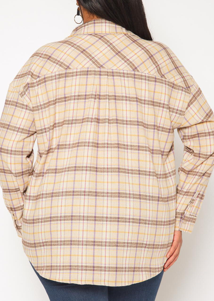 Hi Curvy Plus Size Women Collar Shacket Sweatshirts 