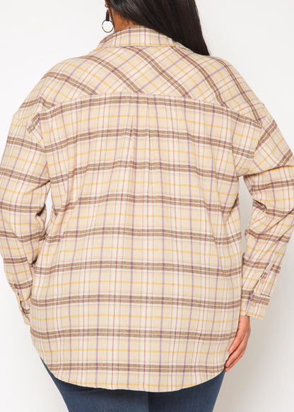 Hi Curvy Plus Size Women Collar Shacket Sweatshirts 