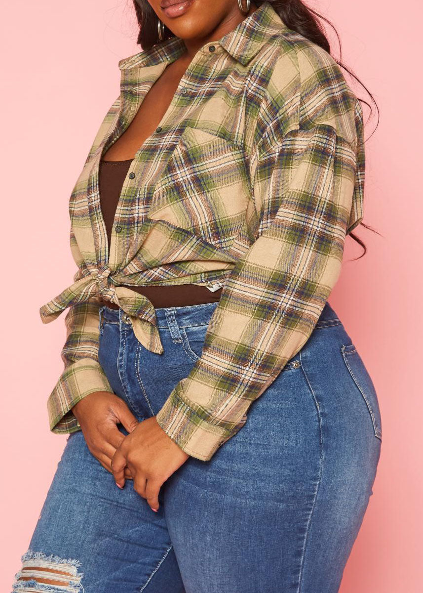 Hi Curvy Plus Size Women Collar Shacket Sweatshirts 