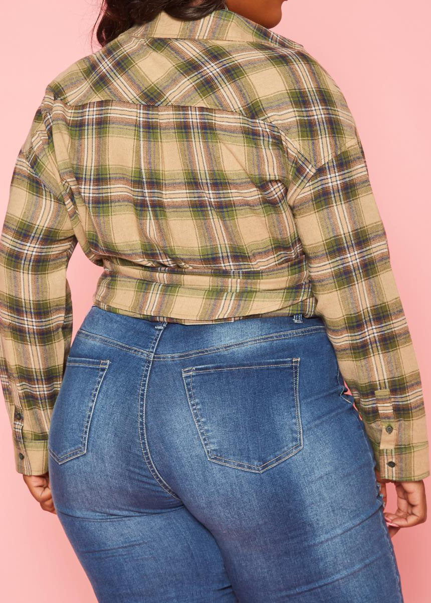 Hi Curvy Plus Size Women Collar Shacket Sweatshirts 