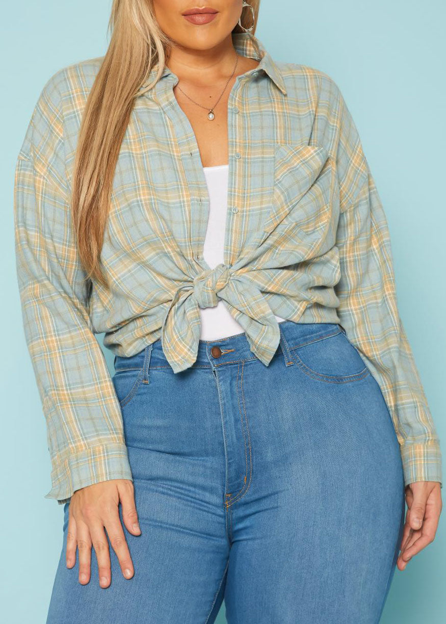 Hi Curvy Plus Size Women Collar Shacket Sweatshirts 