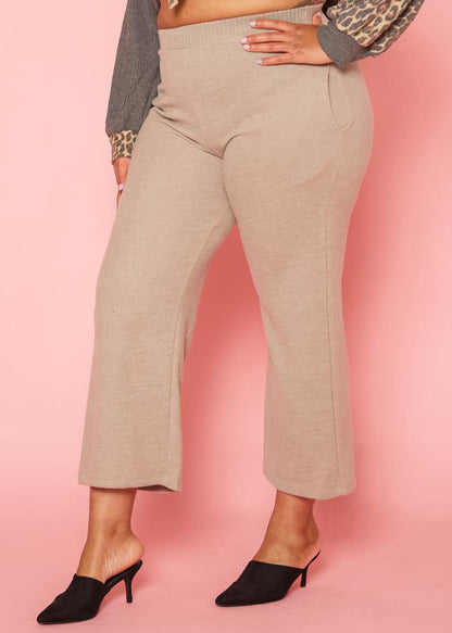 HI Curvy Plus Size High Waist Knit Lounge Pants With Pockets