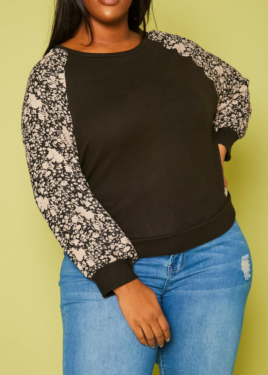 Hi Curvy Plus Size Women Floral Printed Long Sleeve Shirt
