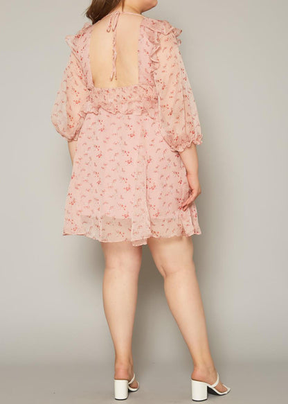 Hi Curvy Plus Size Women Floral Print Flare Mini Dress
