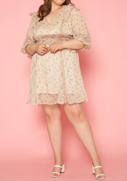 Hi Curvy Plus Size Women Floral Print Flare Mini Dress
