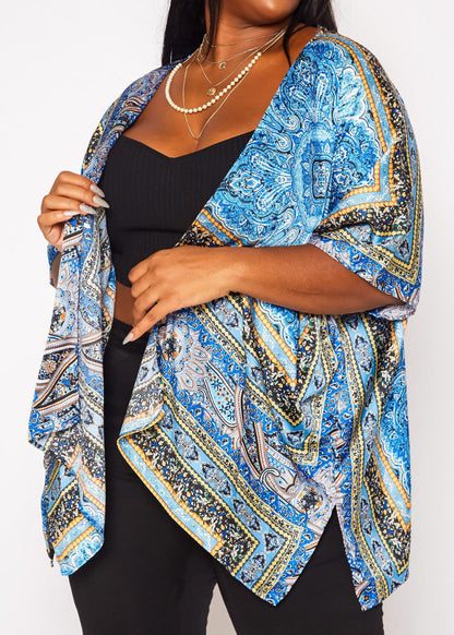 HI Curvy Plus Size Women Paisley Print Cardigan