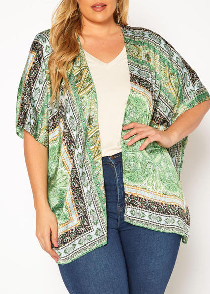 HI Curvy Plus Size Women Paisley Print Cardigan