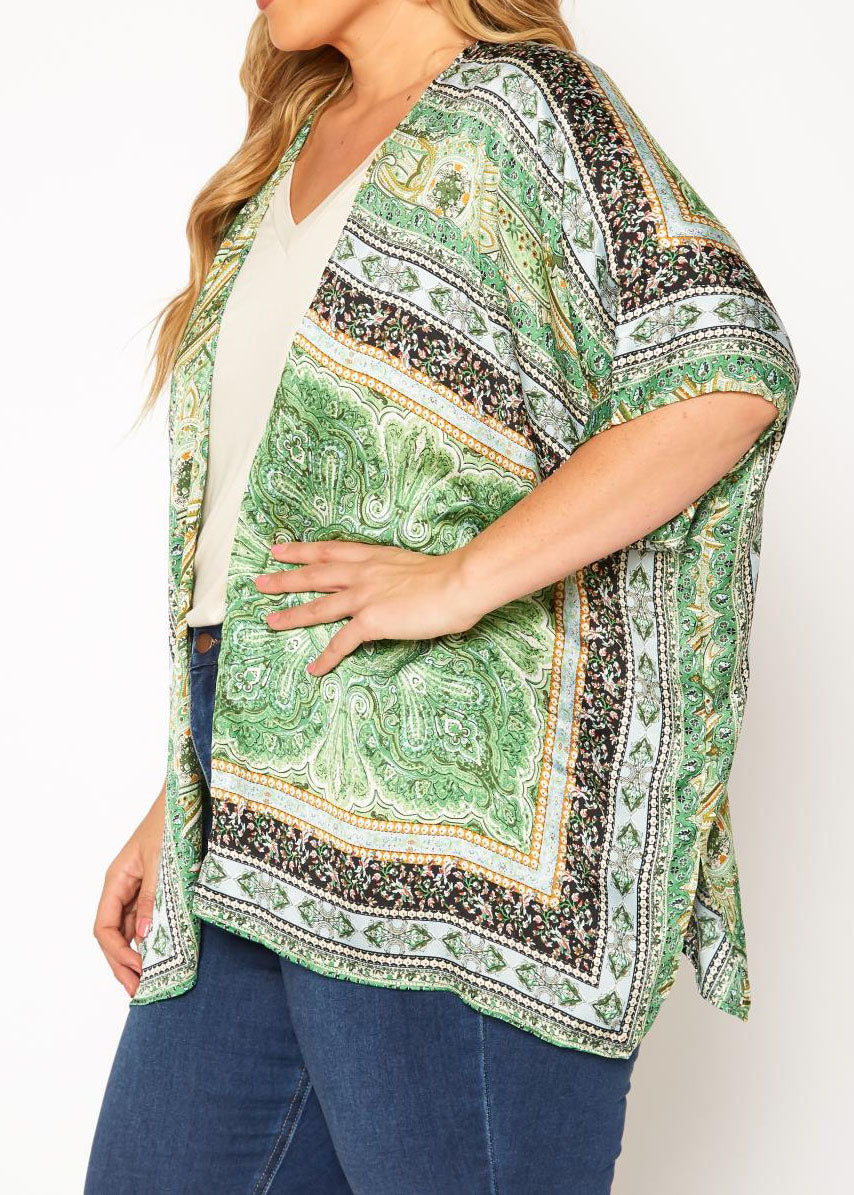 HI Curvy Plus Size Women Paisley Print Cardigan