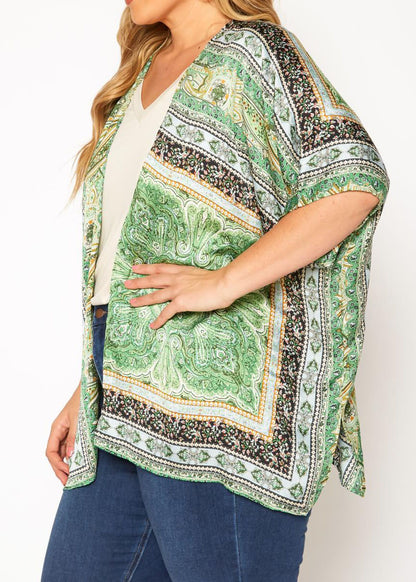HI Curvy Plus Size Women Paisley Print Cardigan