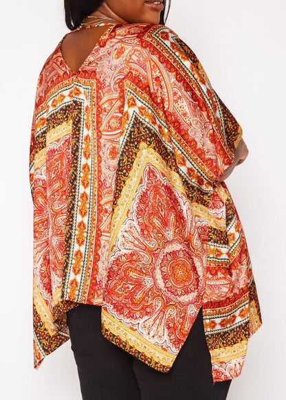 HI Curvy Plus Size Women Paisley Print Cardigan