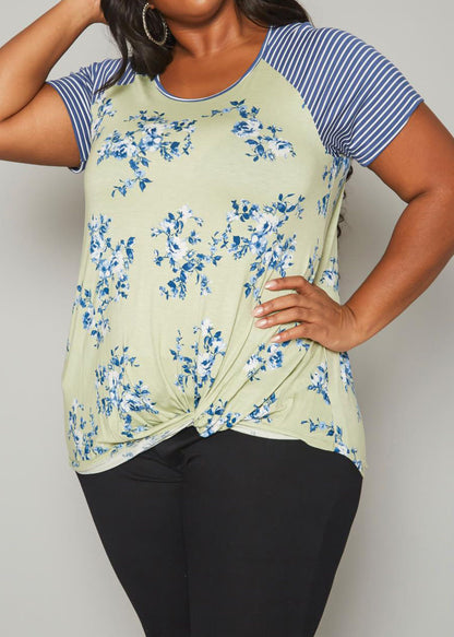 Hi Curvy Plus Size Women Tiered Ruffle Short Sleeves Top