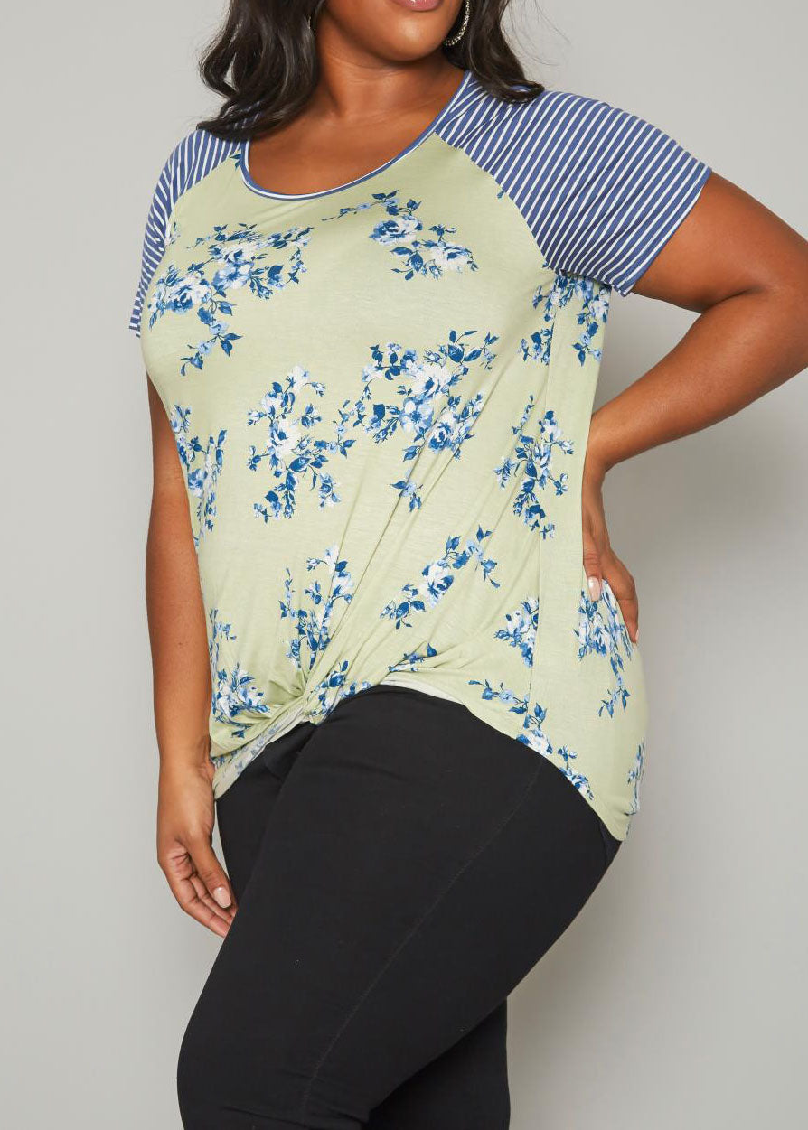 Hi Curvy Plus Size Women Tiered Ruffle Short Sleeves Top