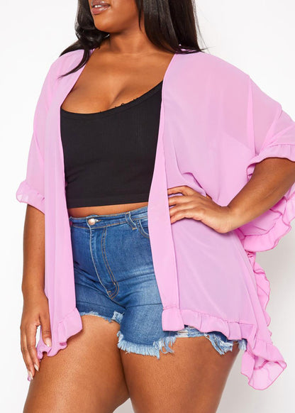 HI Curvy Plus Size Women Open Front Duster Cardigan Made In USA
