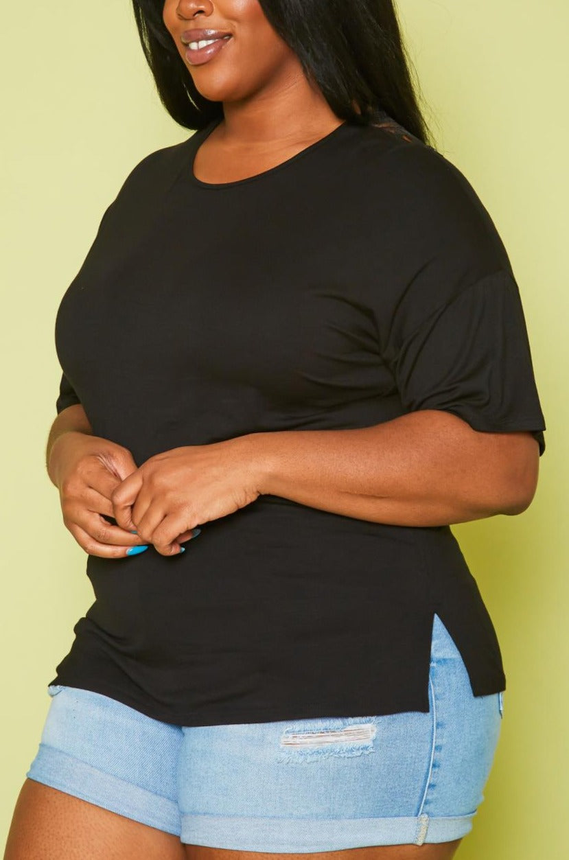 Hi Curvy Plus Size Women Embroidered Short Sleeve T-Shirts