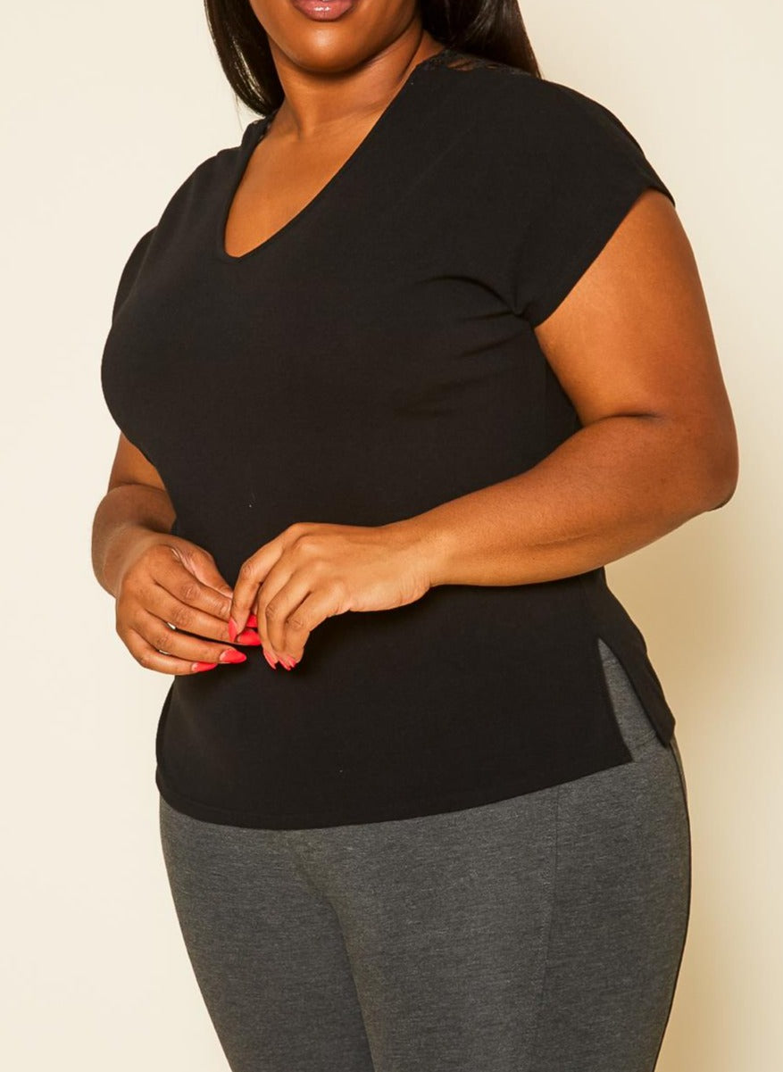 Hi Curvy Plus Size Embroidered V-Neck Top