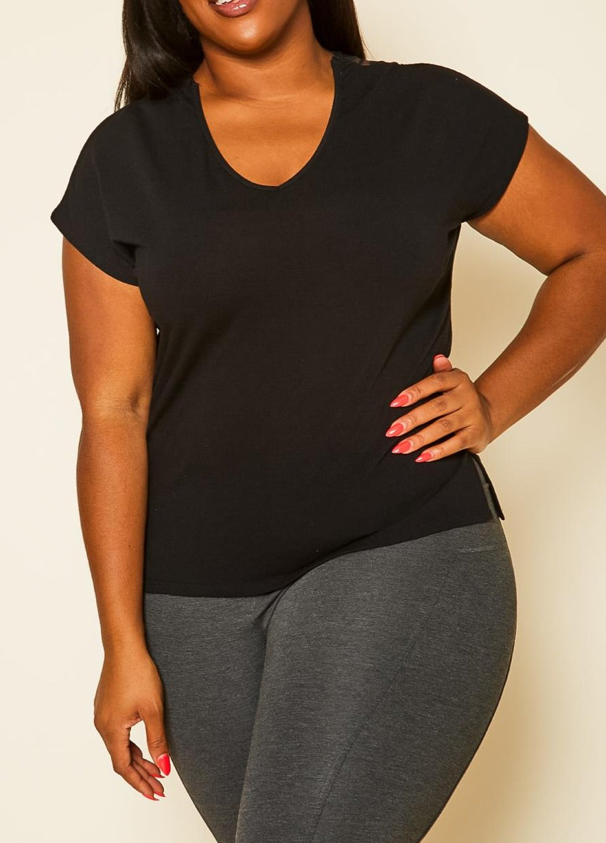 Hi Curvy Plus Size Embroidered V-Neck Top