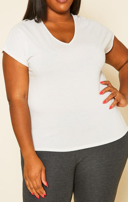 Hi Curvy Plus Size Embroidered V-Neck Top