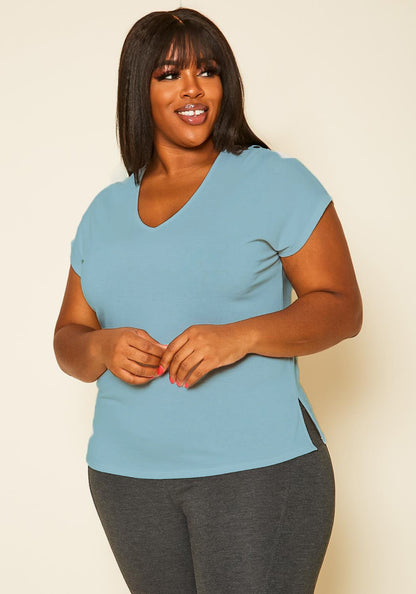 Hi Curvy Plus Size Embroidered V-Neck Top