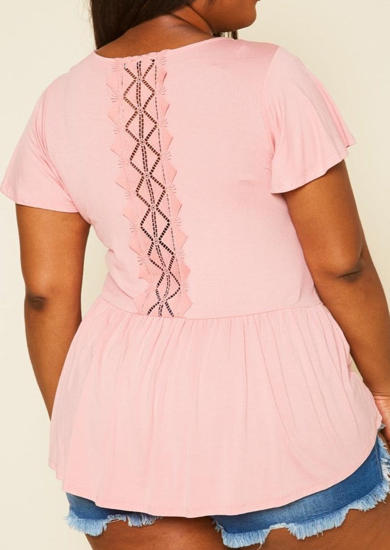 HI Curvy Plus Size Women Embroidered Peplum Top