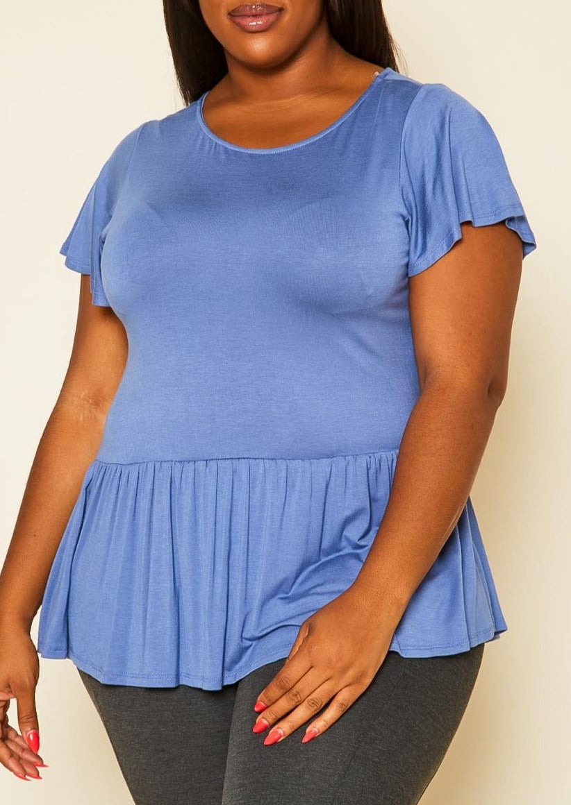 HI Curvy Plus Size Women Embroidered Peplum Top