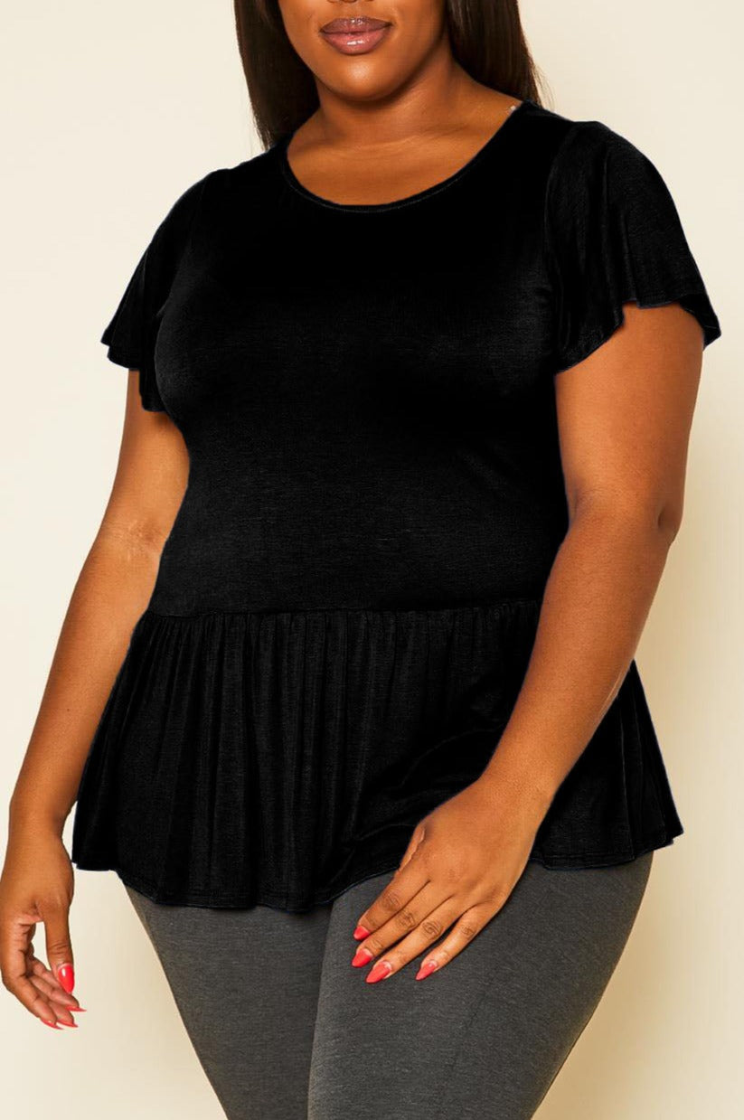 HI Curvy Plus Size Women Embroidered Peplum Top