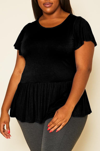 HI Curvy Plus Size Women Embroidered Peplum Top