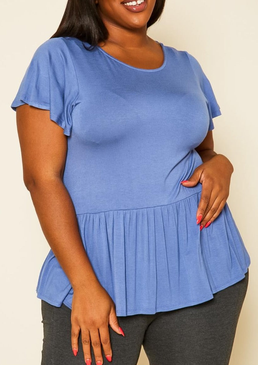 HI Curvy Plus Size Women Embroidered Peplum Top