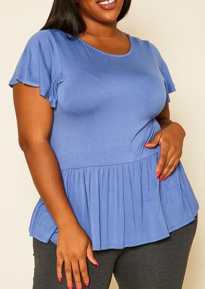 HI Curvy Plus Size Women Embroidered Peplum Top