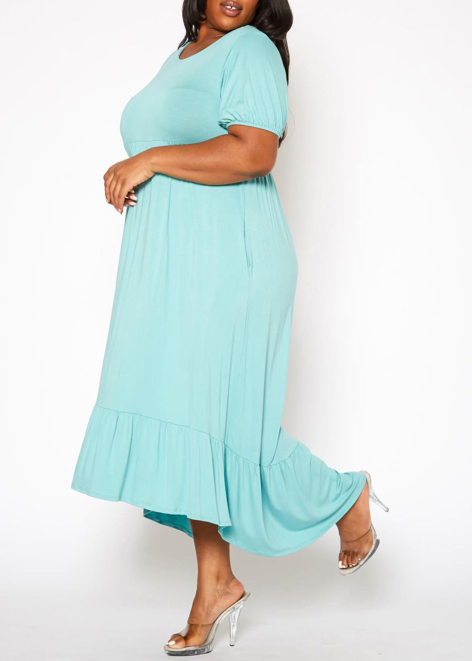 maxi dress for short and curvy UPPADA Women Plus Size Maxi Dress Cocktail Wedding Guest Dress Short Sleeve Wrap V Neck Formal Dress High Low Split Ruffle Long Dress for Curvy Women Pink,XXXL