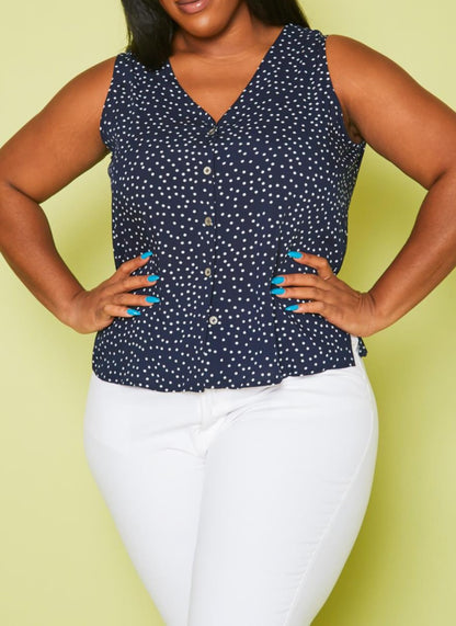Hi Curvy Plus Size Polka Dot Top