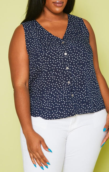 Hi Curvy Plus Size Polka Dot Top