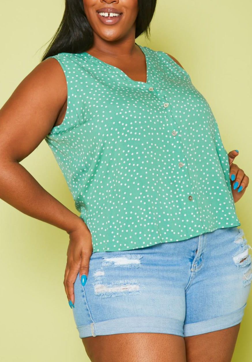 Hi Curvy Plus Size Polka Dot Top
