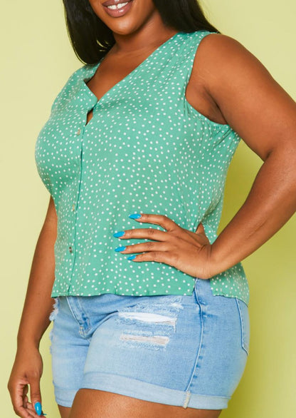 Hi Curvy Plus Size Polka Dot Top
