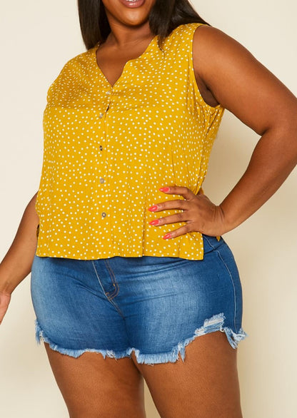 Hi Curvy Plus Size Polka Dot Top