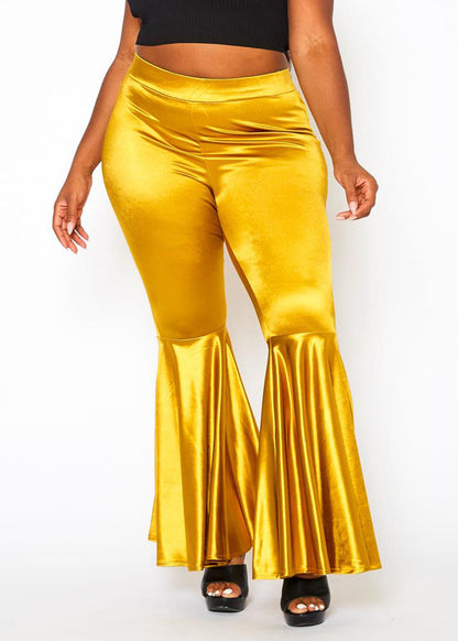 Hi Curvy Plus Size Women  High Waist Bell Flare Pants