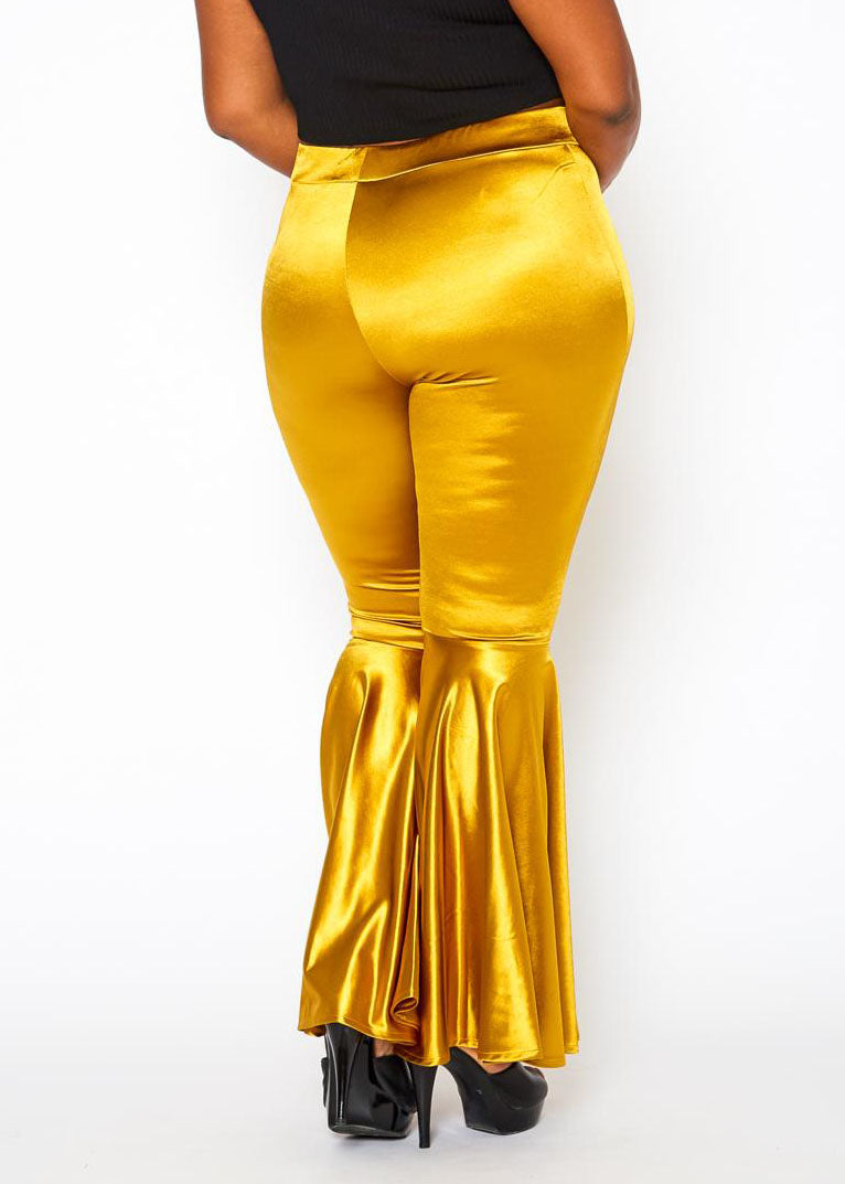 Hi Curvy Plus Size Women  High Waist Bell Flare Pants