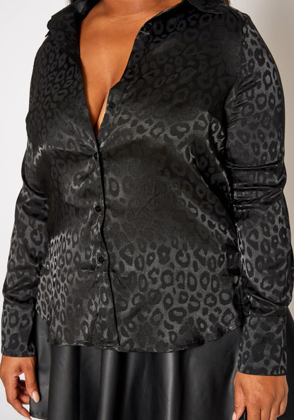Hi Curvy Plus Size Women Leopard Print Bralette & Slip Robe Set