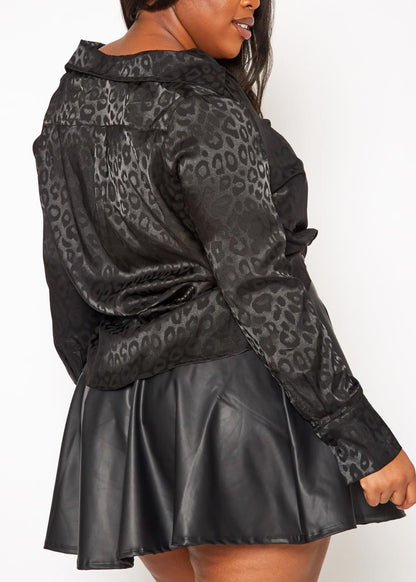 Hi Curvy Plus Size Women Leopard Print Bralette & Slip Robe Set