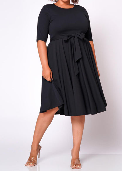 Experience the thrill of curves with our HI Curvy Plus Size Women Fit &amp; Flare Mini Dress! Show off your bold style and embrace your figure with confidence. This dress is designed to flatter and accentuate your curves, making it perfect for any daring and adventurous fashionista.
