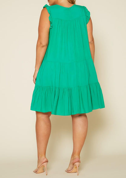 Hi Curvy Plus Size Women Tiered Ruffle Dress Made in USA